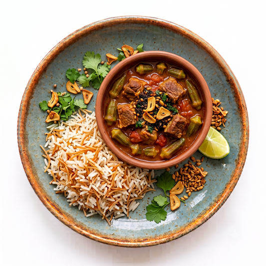 Tagine with Rice and Baladi Salad
